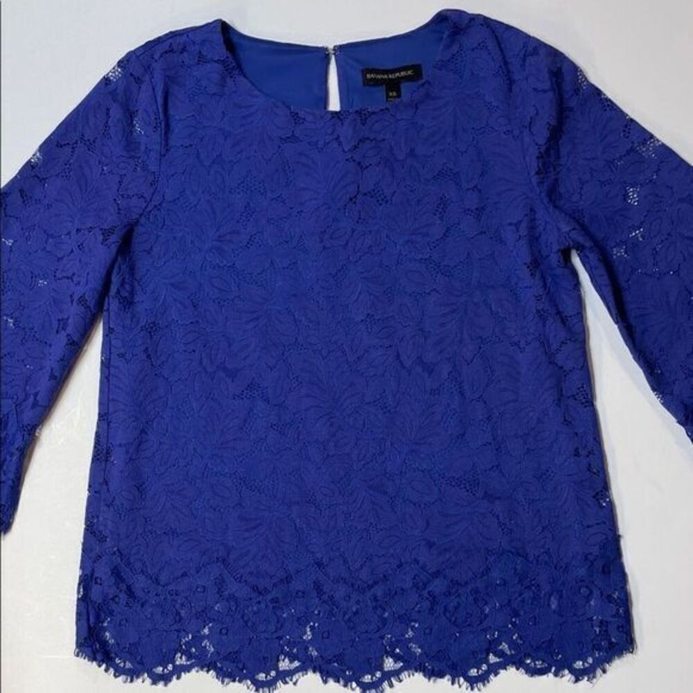Banana Republic Violet Blue Lace Bell Sleeve Blouse Women’s Sz XS